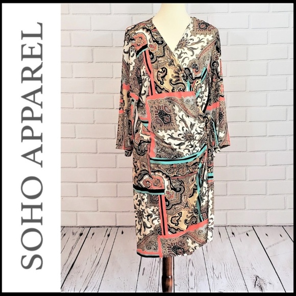 Soho Apparel Dresses & Skirts - SOHO APPAREL PLUS SIZE!  Paisley Print Wrap Dress